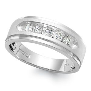 Macy’s Men's Five-Stone Diamond Ring in 10k White Gold (1/2 ct. t.w.)